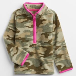 GAP Half Zip Fleece Sweatshirt Green Camo - Size 2 Years